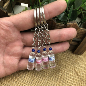 2019 New Women/Men's Fashion Handmade Resin Mineral water bottles Wine Bottle Key Chains Key Rings Alloy Charms Gifts  Wholesale