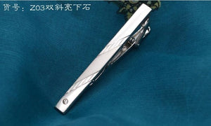 New Metal Silver Tie Clip For Men Wedding Necktie Tie Clasp Clip Gentleman Tie Bar Crystal Tie Pin For Mens Accessories FD2000