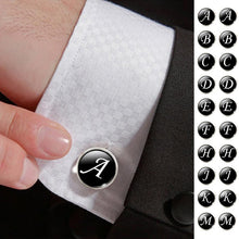 Load image into Gallery viewer, Men&#39;s Fashion A-Z Single Alphabet Cufflinks Silver Color Letter Cuff Button for Male Gentleman Shirt Wedding Cuff Links Gifts